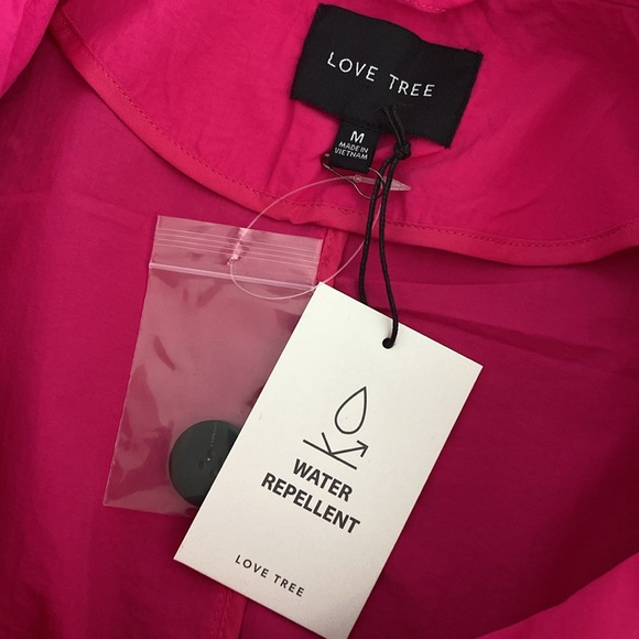 Love Tree Trench Coat Lightweight Hot Pink Size Medium - Picture 5 of 6